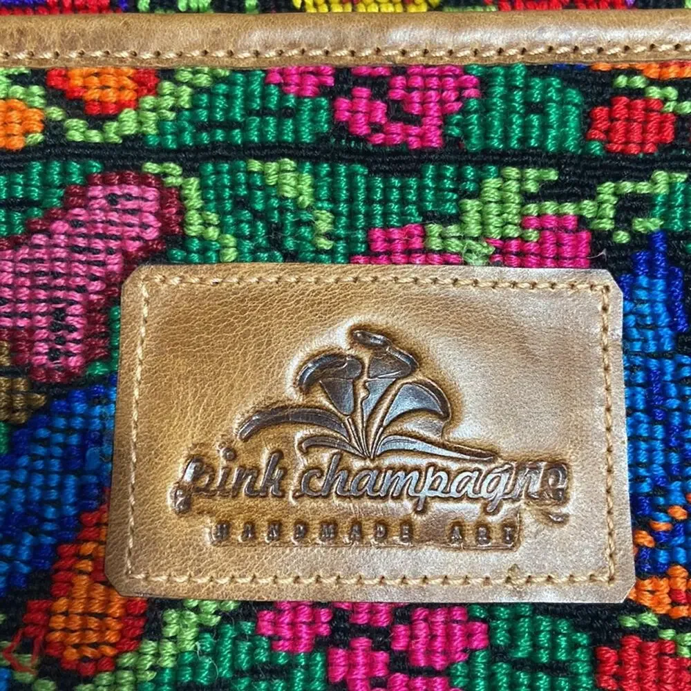 Mexican Handmade Embroidered Patchwork Leather Clutch/Handbag